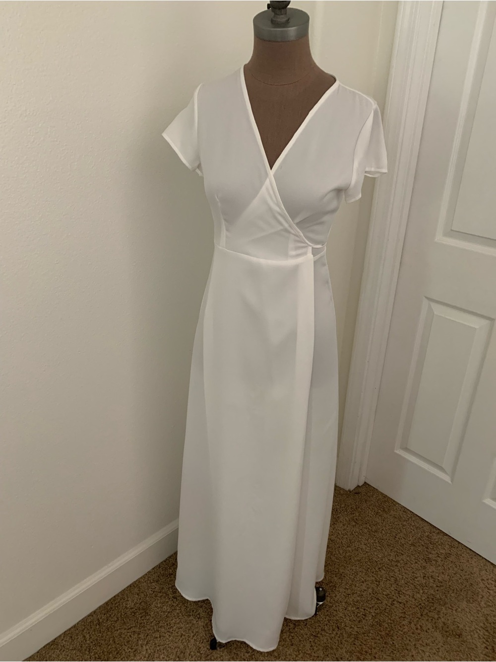 Nasty Gal White Wrap V-Neck Maxi Dress